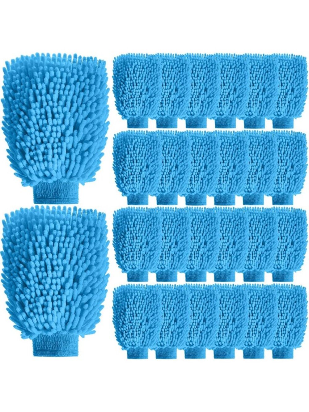 24 Pack Microfiber Car Wash Mitts - Soft, Durable, Reusable Cleaning Gloves